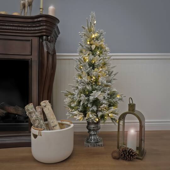 4ft. Pre-Lit Frosted Colonial Fir Artificial Christmas Entrance Tree, Warm White LED Lights